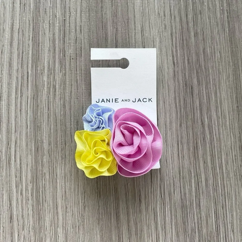 NWT Janie & Jack Bow & Flower Clip Hair Accessories Multi
